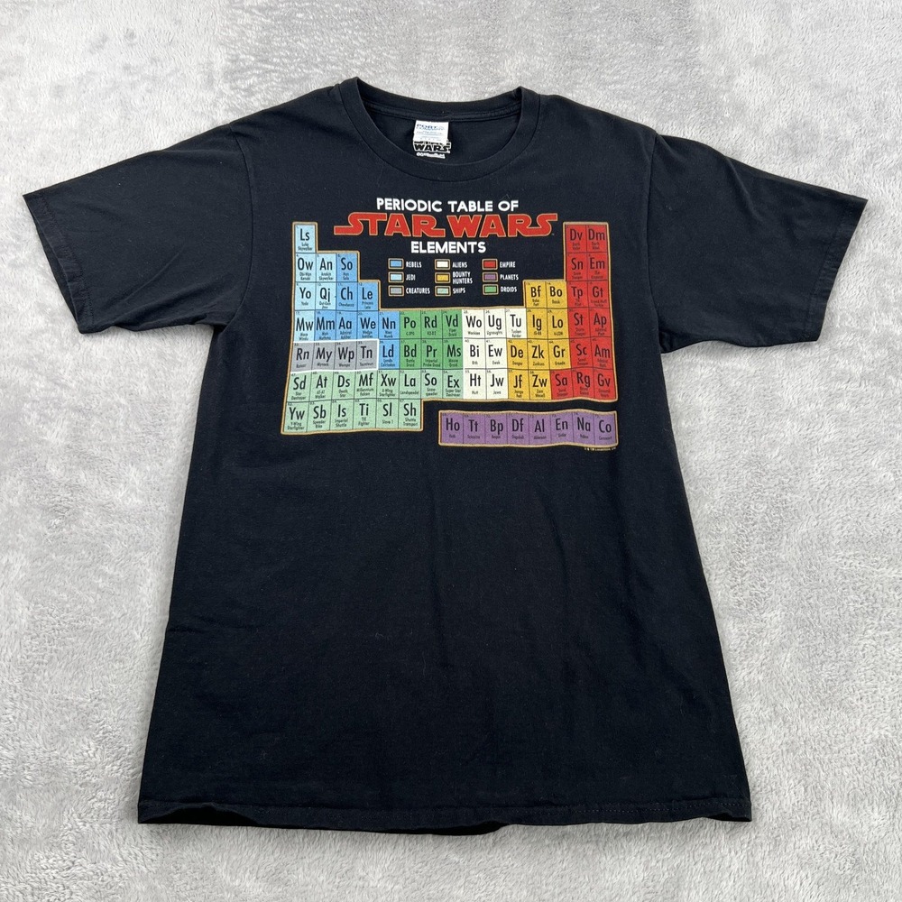 Star Wars Periodic Table T-Shirt Mens S Black Short Sleeve Science Graphic Tee